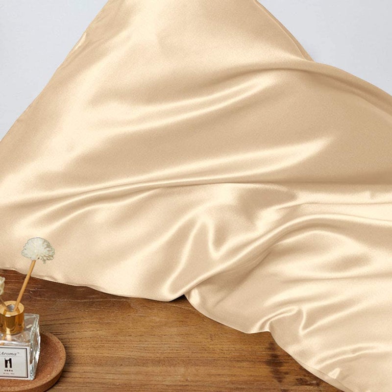 THXSILK Silk Pillowcase 22 Momme Pure Mulberry Silk Pillowcases with Hidden Zipper Soft Breathable Pillow Cover for Hair and Skin Standard, Champagne - Image 2